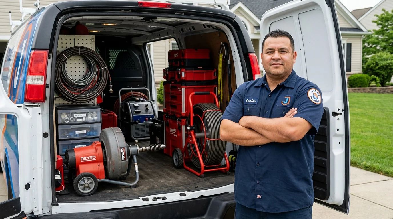 Professional drain cleaning equipment and Johns Plumbing LLC plumber in Gridley