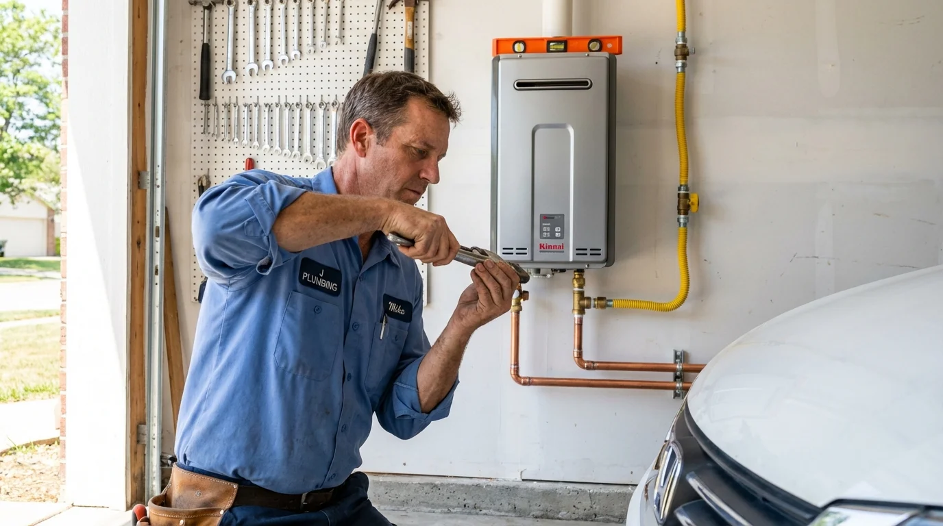 Tankless water heater installation by a Johns Plumbing LLC plumber in Gridley